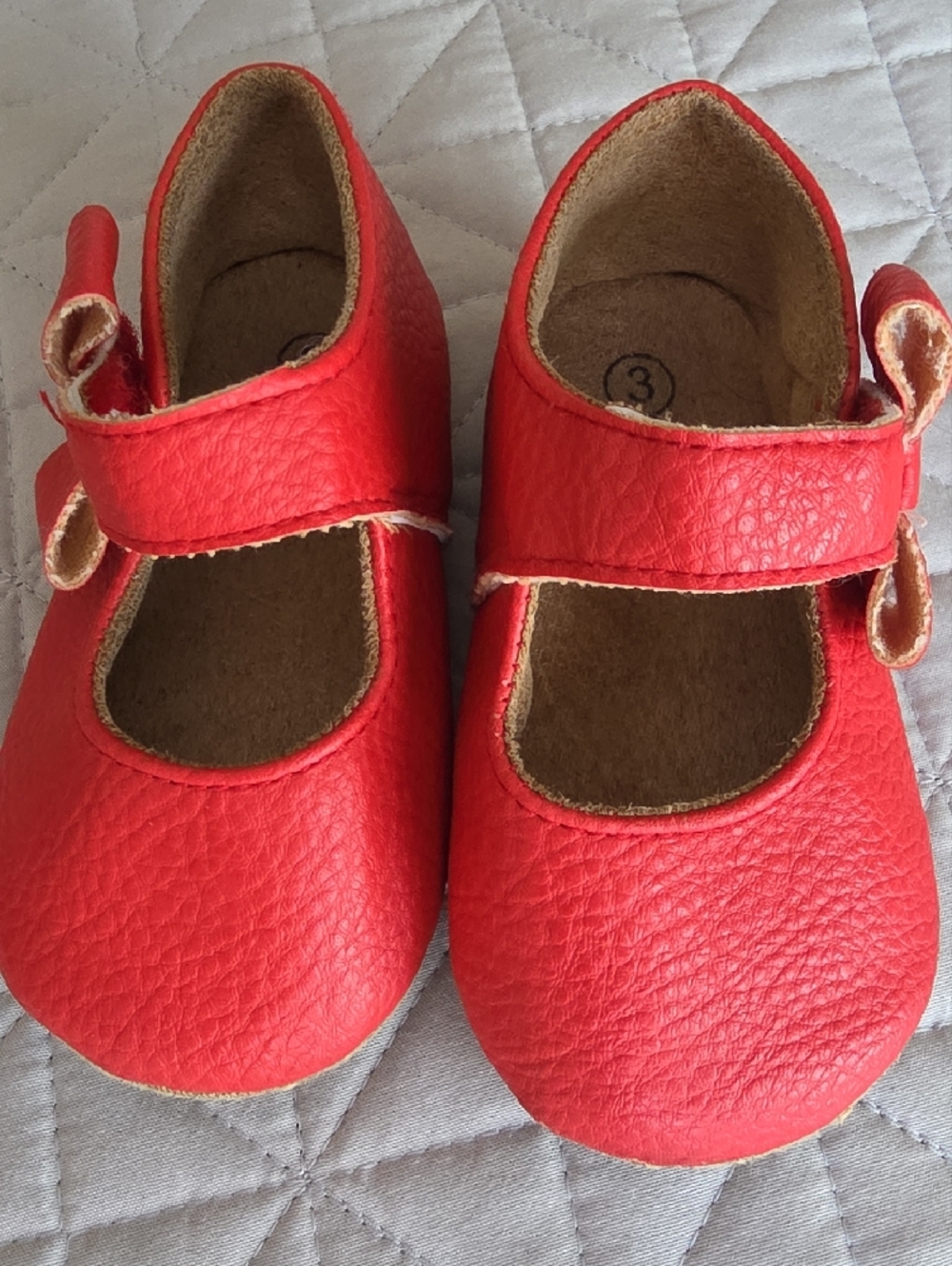 Red Mary Jane Baby Shoes with Decorative Bow